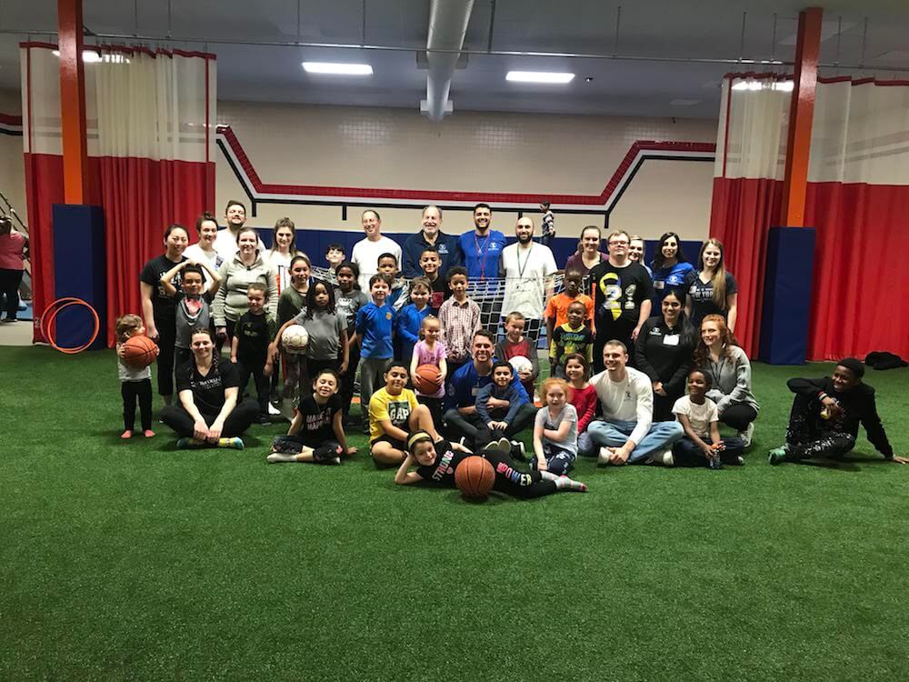 TouroCOM Middletown students took a break from studying to run a sports clinic for local children at the Middletown YMCA on Feb. 17.