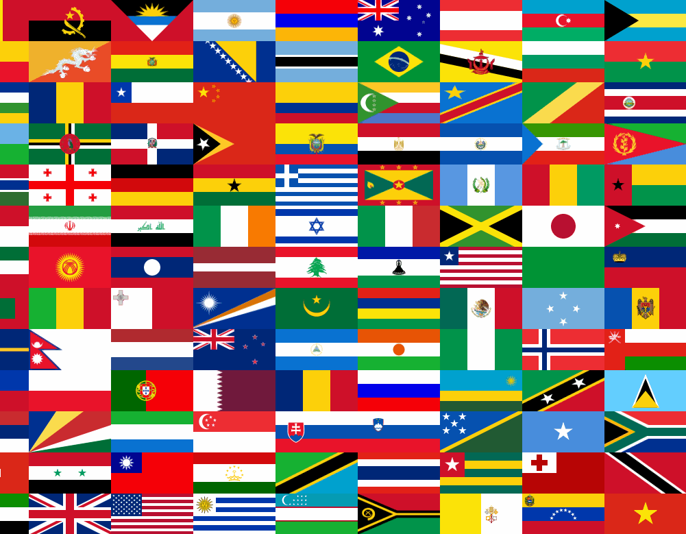  A collection of national flags