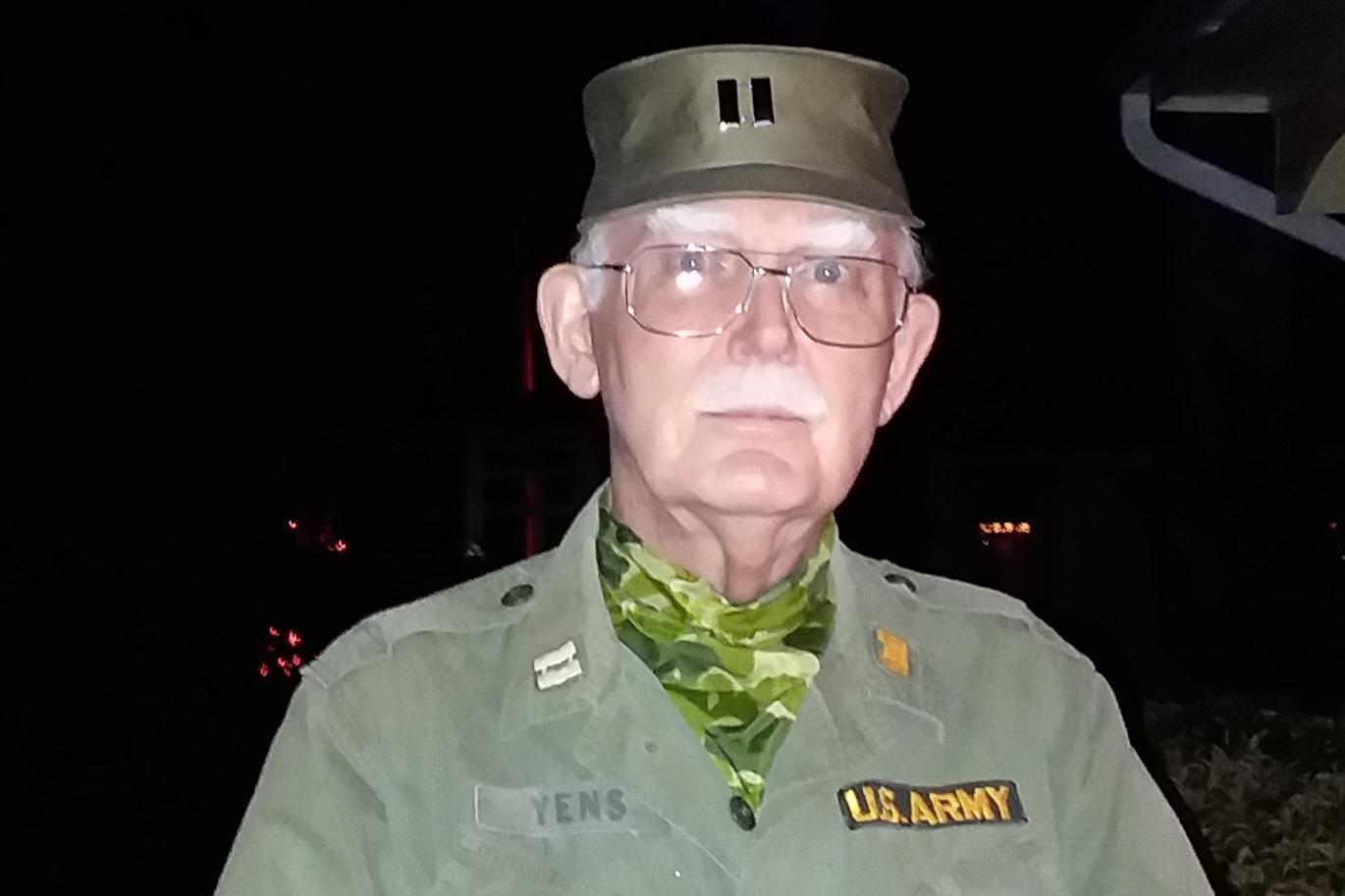 A current picture of Veteran David Yens in his actual Army uniform.