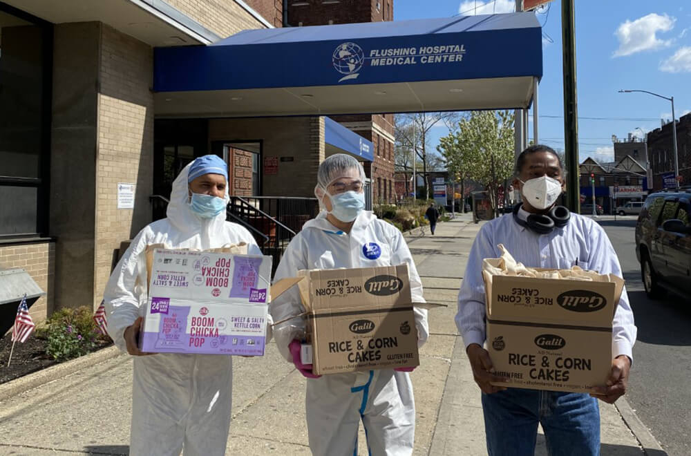 Internal medicine program coordinator and residents from Flushing Hospital in Queens receiving 