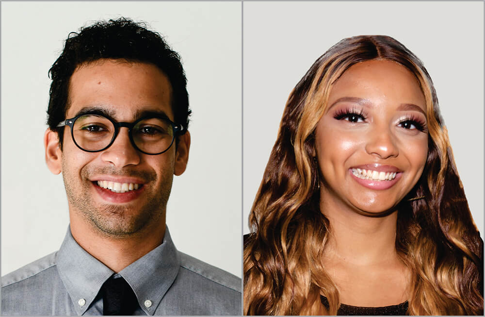 headshots of male and female student scholarship winners smiling