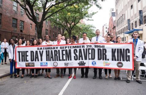 TouroCOM students, faculty and staff beginning march from school to Harlem Hospital to conclude Martin Luther King, Jr. Commemoration