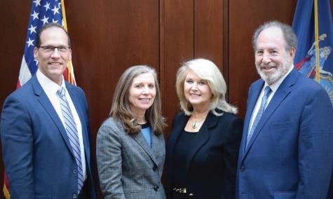 From left: Jonathan Schiller, Chief Executive Officer, Catskill Regional Medical Center; Sandi Rowland, Executive Director, Sullivan 180; Sandra Gerry, Board Chair, Sullivan 180; Kenneth Steier, Executive Dean & Chief Academic Officer, Touro College of Osteopathic Medicine. Photo by Sullivan 180